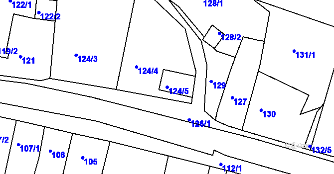 Parcela st. 124/5 v KÚ Blučina, Katastrální mapa