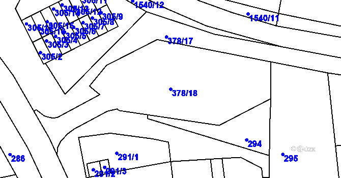 Parcela st. 378/18 v KÚ Blučina, Katastrální mapa