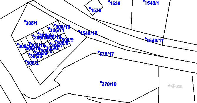 Parcela st. 378/17 v KÚ Blučina, Katastrální mapa