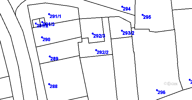 Parcela st. 292/2 v KÚ Blučina, Katastrální mapa