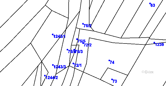 Parcela st. 72/2 v KÚ Blučina, Katastrální mapa
