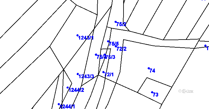 Parcela st. 75/3 v KÚ Blučina, Katastrální mapa