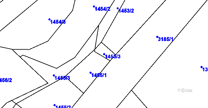 Parcela st. 1453/3 v KÚ Blučina, Katastrální mapa