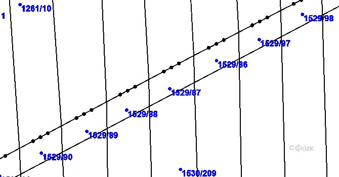 Parcela st. 1529/87 v KÚ Blučina, Katastrální mapa