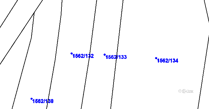 Parcela st. 1562/133 v KÚ Blučina, Katastrální mapa