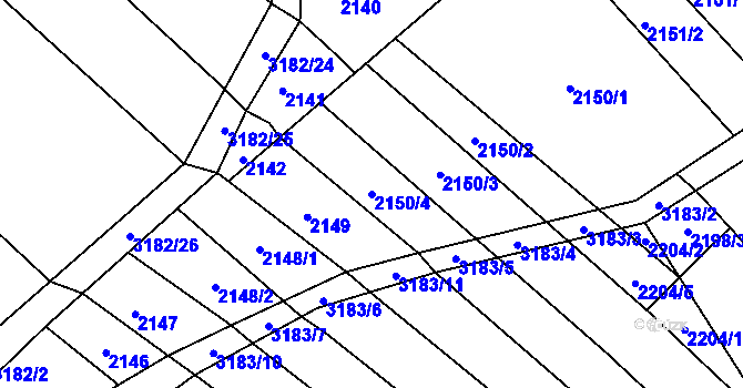 Parcela st. 2150/4 v KÚ Blučina, Katastrální mapa