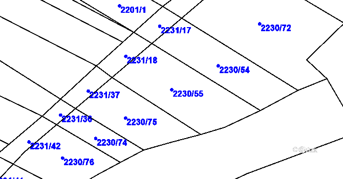 Parcela st. 2230/55 v KÚ Blučina, Katastrální mapa