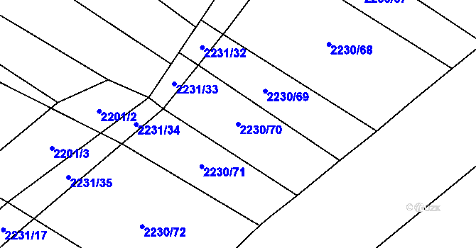 Parcela st. 2230/70 v KÚ Blučina, Katastrální mapa