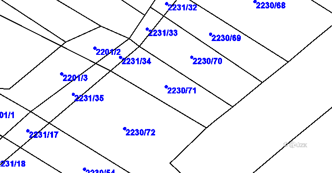 Parcela st. 2230/71 v KÚ Blučina, Katastrální mapa