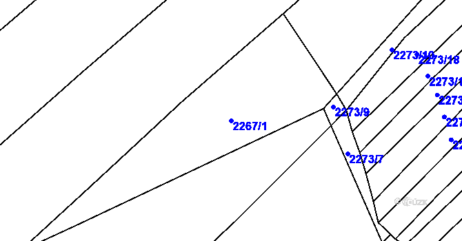 Parcela st. 2267/1 v KÚ Blučina, Katastrální mapa