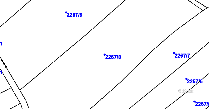 Parcela st. 2267/8 v KÚ Blučina, Katastrální mapa