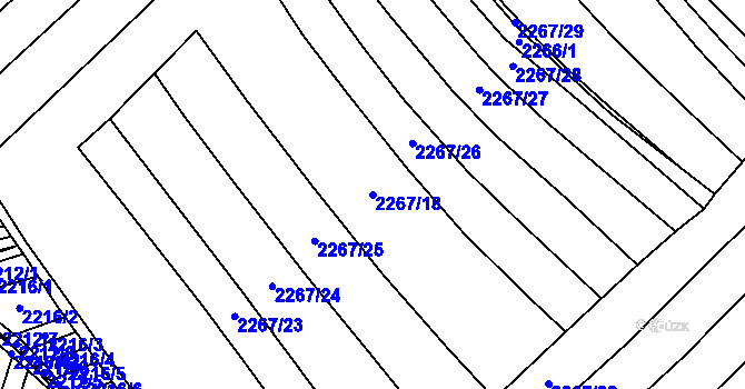 Parcela st. 2267/18 v KÚ Blučina, Katastrální mapa