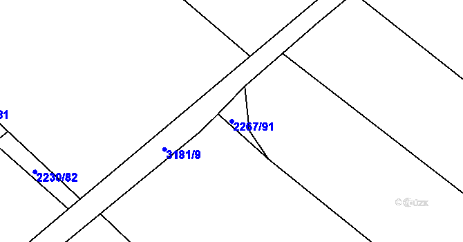 Parcela st. 2267/91 v KÚ Blučina, Katastrální mapa