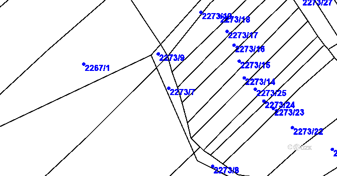 Parcela st. 2273/7 v KÚ Blučina, Katastrální mapa