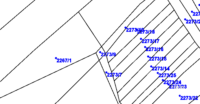 Parcela st. 2273/9 v KÚ Blučina, Katastrální mapa