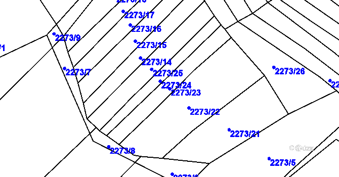 Parcela st. 2273/23 v KÚ Blučina, Katastrální mapa