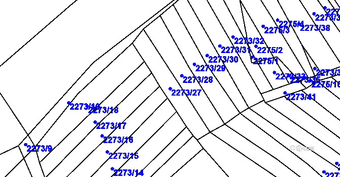Parcela st. 2273/27 v KÚ Blučina, Katastrální mapa