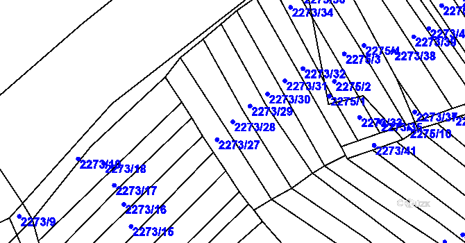 Parcela st. 2273/28 v KÚ Blučina, Katastrální mapa