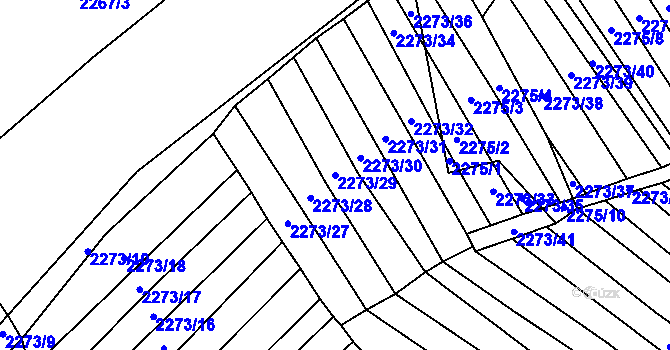 Parcela st. 2273/29 v KÚ Blučina, Katastrální mapa