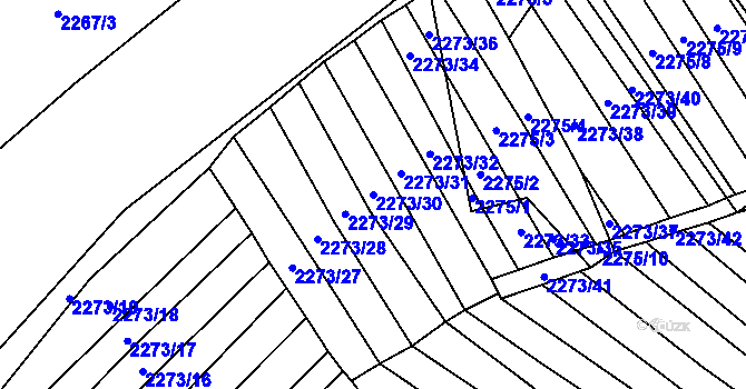 Parcela st. 2273/30 v KÚ Blučina, Katastrální mapa