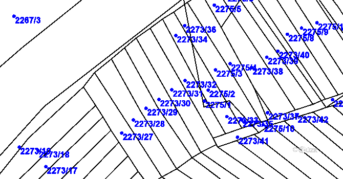 Parcela st. 2273/31 v KÚ Blučina, Katastrální mapa