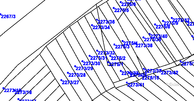 Parcela st. 2273/32 v KÚ Blučina, Katastrální mapa