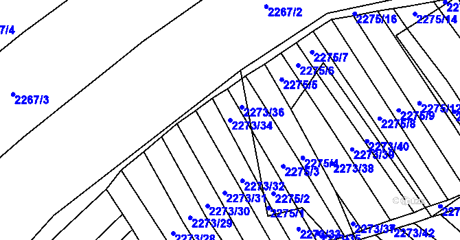 Parcela st. 2273/34 v KÚ Blučina, Katastrální mapa