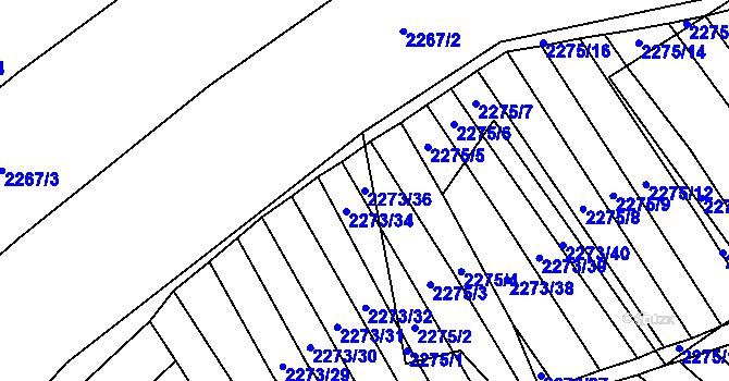 Parcela st. 2273/36 v KÚ Blučina, Katastrální mapa
