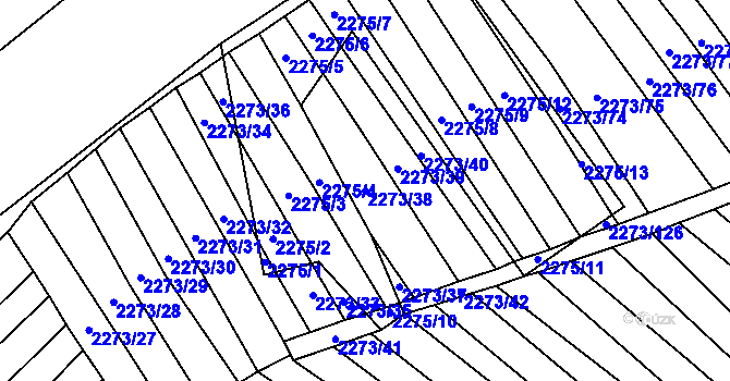 Parcela st. 2273/38 v KÚ Blučina, Katastrální mapa