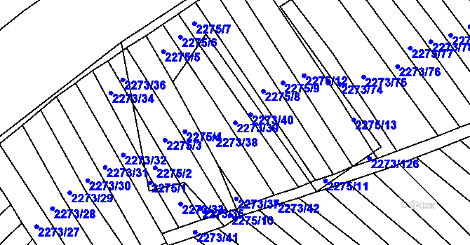 Parcela st. 2273/39 v KÚ Blučina, Katastrální mapa