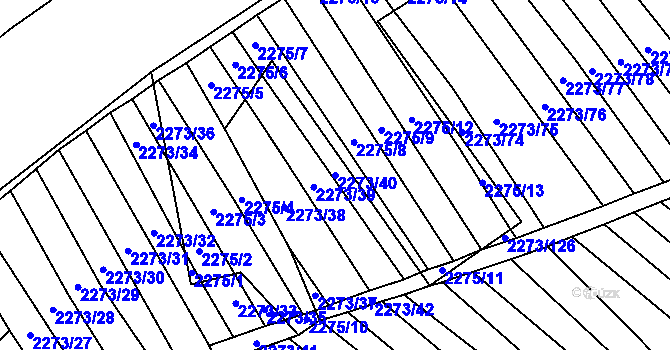 Parcela st. 2273/40 v KÚ Blučina, Katastrální mapa