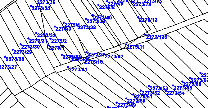 Parcela st. 2273/42 v KÚ Blučina, Katastrální mapa