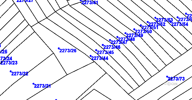 Parcela st. 2273/45 v KÚ Blučina, Katastrální mapa