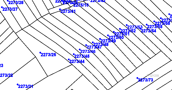 Parcela st. 2273/47 v KÚ Blučina, Katastrální mapa