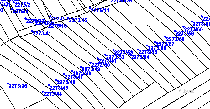 Parcela st. 2273/52 v KÚ Blučina, Katastrální mapa