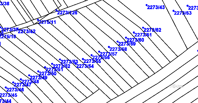 Parcela st. 2273/57 v KÚ Blučina, Katastrální mapa