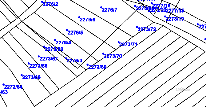 Parcela st. 2273/70 v KÚ Blučina, Katastrální mapa