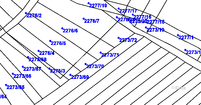 Parcela st. 2273/71 v KÚ Blučina, Katastrální mapa