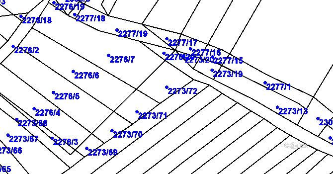 Parcela st. 2273/72 v KÚ Blučina, Katastrální mapa