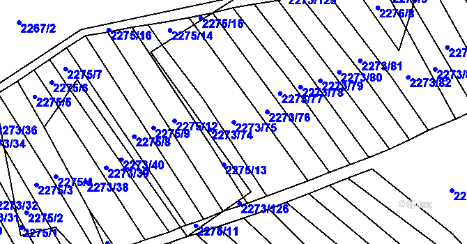 Parcela st. 2273/75 v KÚ Blučina, Katastrální mapa