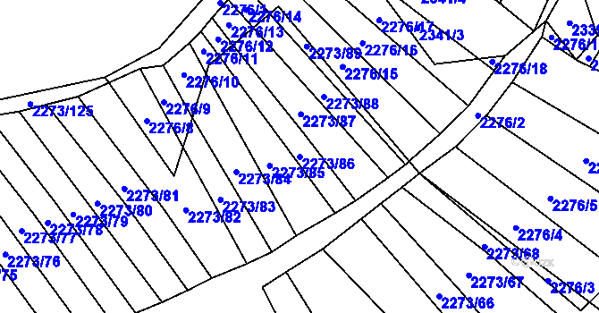 Parcela st. 2273/86 v KÚ Blučina, Katastrální mapa