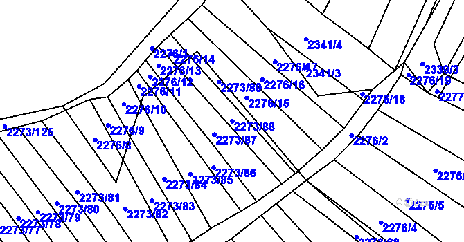 Parcela st. 2273/88 v KÚ Blučina, Katastrální mapa