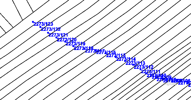 Parcela st. 2273/116 v KÚ Blučina, Katastrální mapa