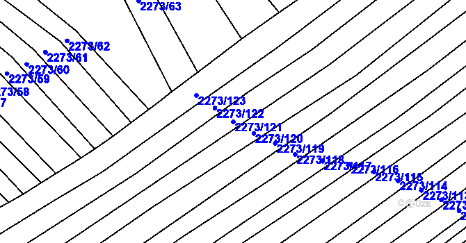 Parcela st. 2273/121 v KÚ Blučina, Katastrální mapa