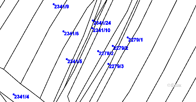 Parcela st. 2278/2 v KÚ Blučina, Katastrální mapa