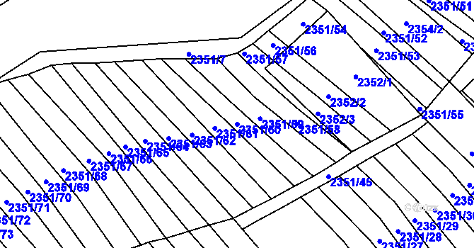 Parcela st. 2351/60 v KÚ Blučina, Katastrální mapa