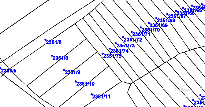 Parcela st. 2351/75 v KÚ Blučina, Katastrální mapa