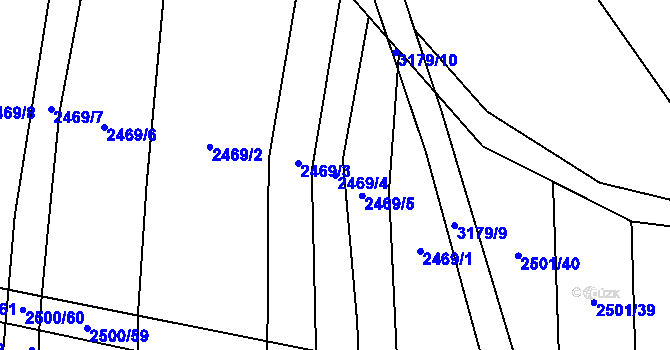 Parcela st. 2469/4 v KÚ Blučina, Katastrální mapa