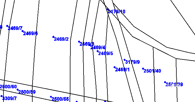 Parcela st. 2469/5 v KÚ Blučina, Katastrální mapa