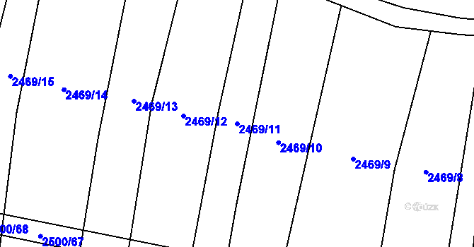 Parcela st. 2469/11 v KÚ Blučina, Katastrální mapa